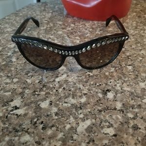 PRADA Spr 13p Sunglasses Black Gun Metal Lenses Gl